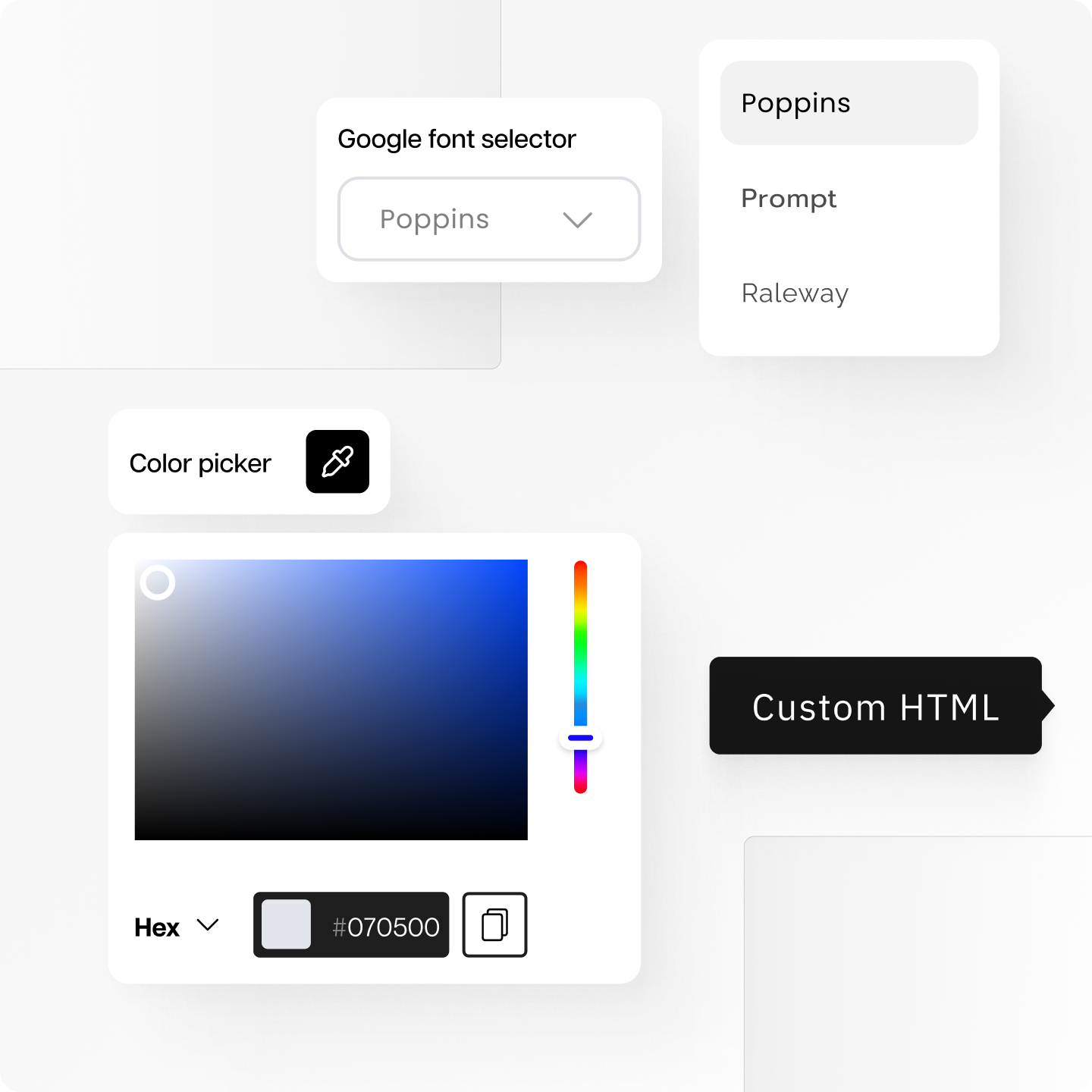 Color Picker and Google Font Selector